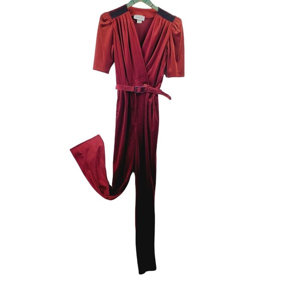 Vintage 1980's Jodi Michaels Belted Velvet Rhinestone Short Sleeve Jumper, 9/10 - Picture 3 of 12